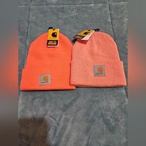 Carhartt Vibrant Beanie Duo in Orange and Pink